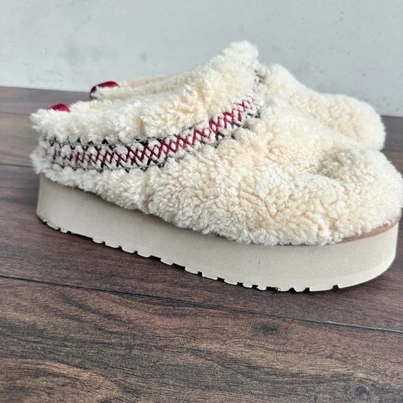 UGG WOMEN TAZZ UGG BRAID NATURAL SUEDE PLATFORM SHOES US 6-6.5 - Picture 5 of 14